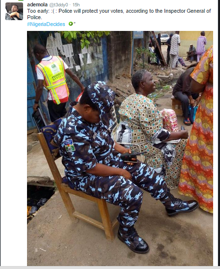 Nigeria police sleeping