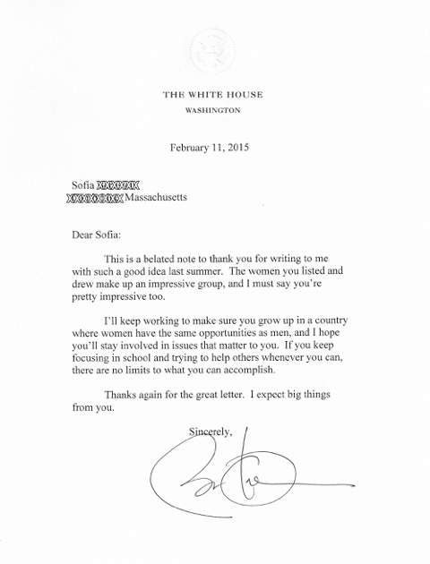 President Obama reply to Sofia